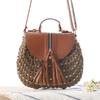 Vintage Papierseil Geflochtene Tasche Kleine Frische Umhängetasche Strandurlaub Schultertasche Damen Quaste Handtasche