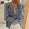 Einfarbig gestrickt für Frauen Cardigan Korean Einreiher Langarm Jumper Frau Rundhals All Match Cardigans Outwear