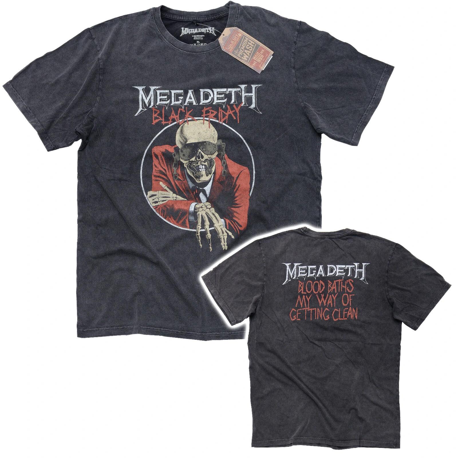 Official Megadeth T Shirt Black Friday Grey Premium Stonewash Tee New M