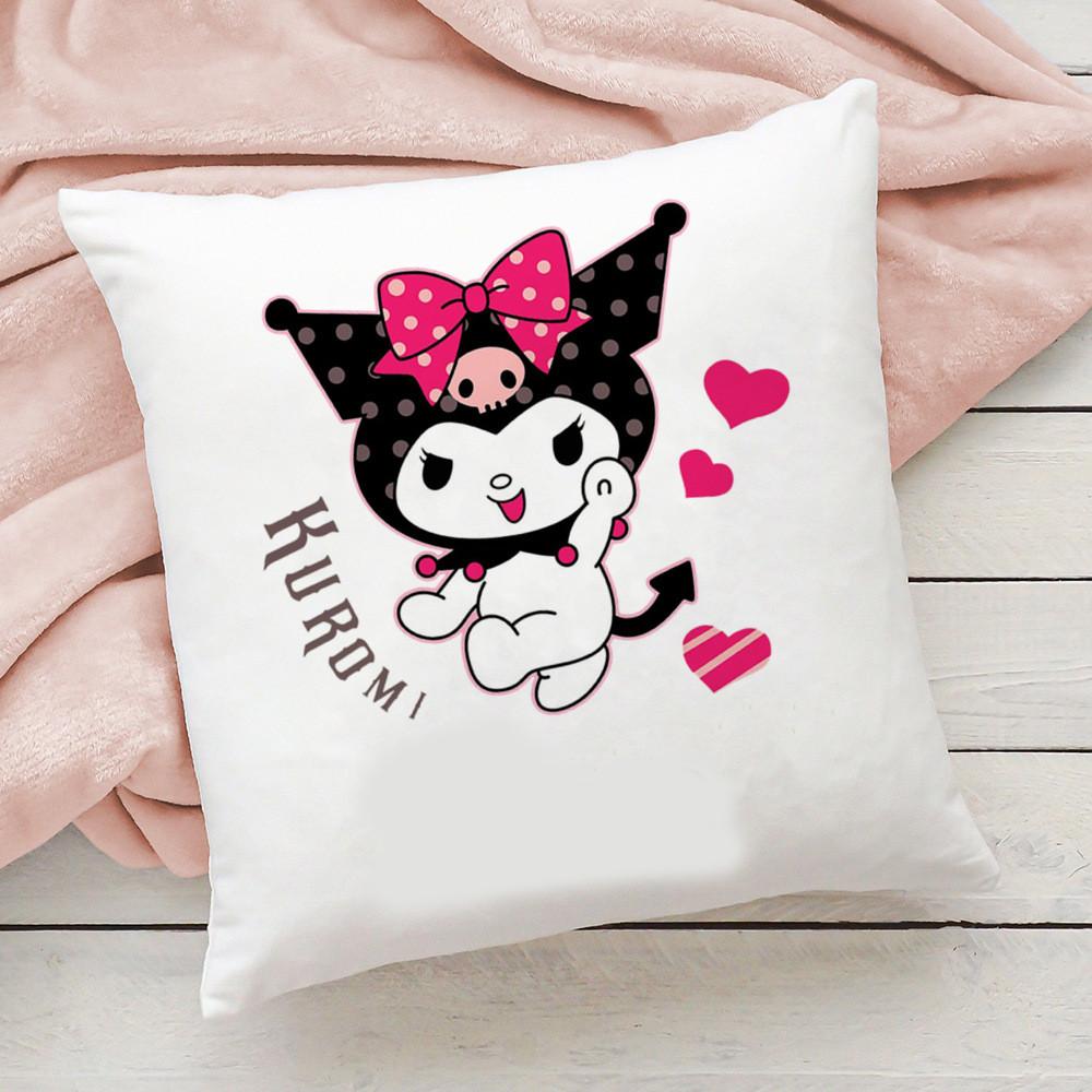 2026 New Cute Sanrio Cartoon Kuromi Doublesided Printed Square Bedroom Childrens Cushion Cover Sofa Waist Cushion Cover