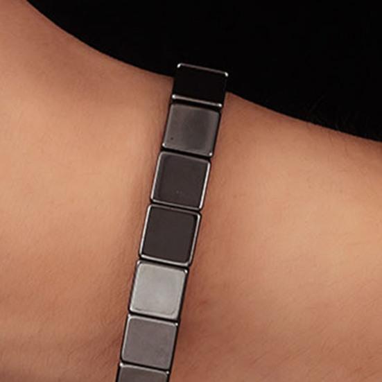 Herren Armband Verstellbar Schwarzer Gallenstein Armband Glatte Oberfläche Dehnbares Armband Schmuckzubehör