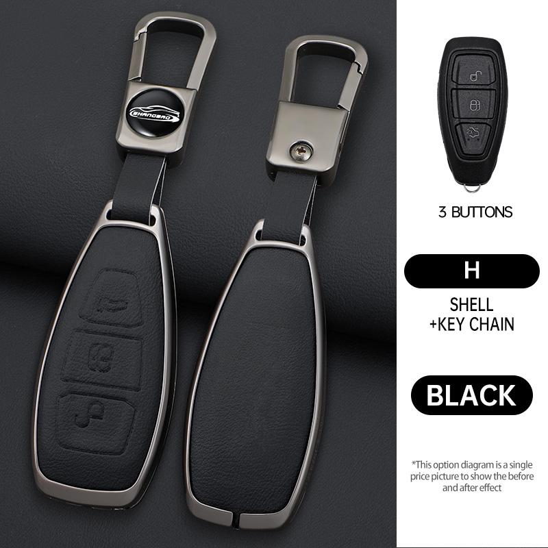 Zinc Alloy Leather Full Cover Car Key Case for Ford Focus 3 4 ST Mondeo MK3 MK4 Fiesta Fusion Kuga 2013 2014 2015 2017