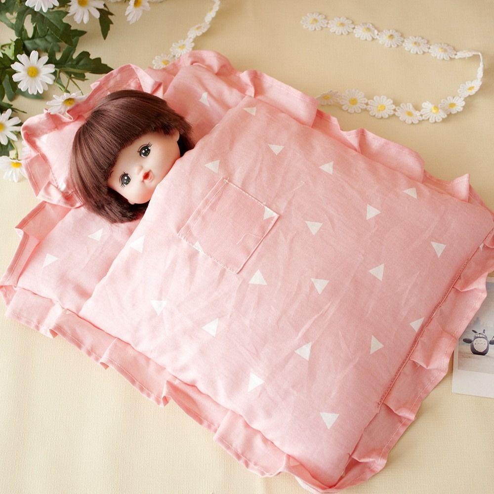 Doll Clothes Miniature Bed Sheet With Pillow Doll Bedding Four Piece  Doll House Accessories
