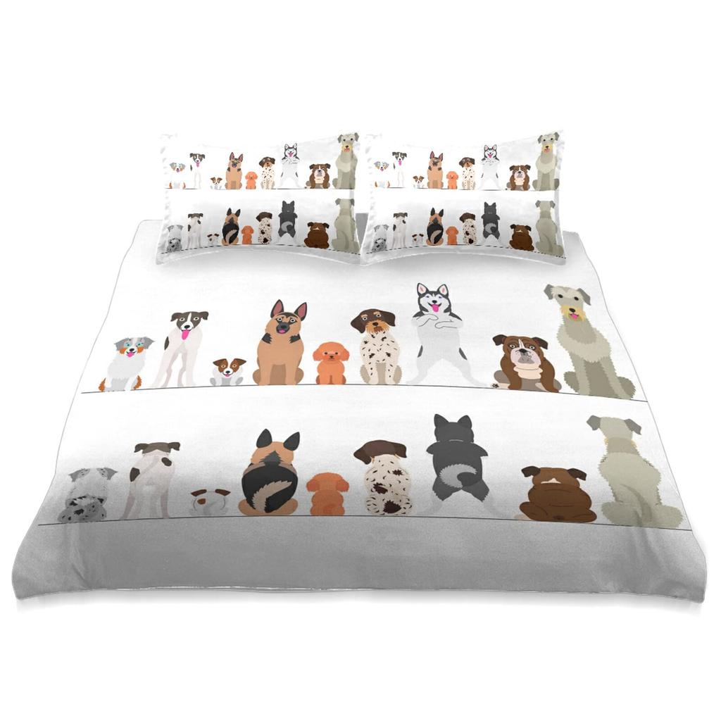Group Of Dogs Duvet Cover Sets For Kids Teens Boys Girls Lightweight Bedspread Cover Room Decor Family Type Species Bedding Set