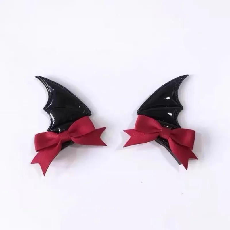 2pcs/4 Pcs Halloween Bat Wings Bow Hair Clips for Women Girls Cosplay Hair Barrettes Hairpins Gothic Festival Hair Accessories F