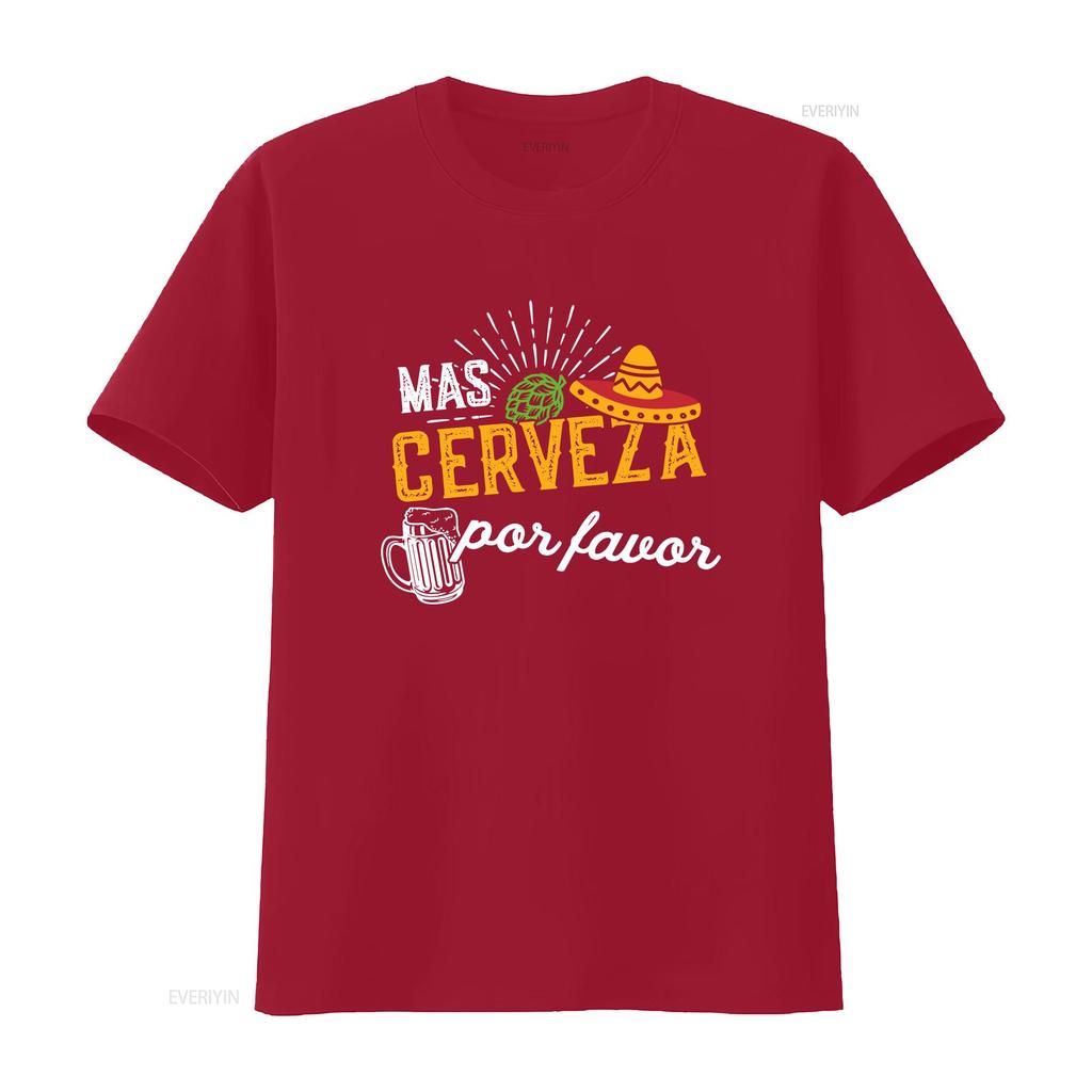 Mas Cerveza Por Favor Men Women Funny Cinco de Mayo T Shirt vintage Washed designer clothes fashion Casual homme Stretched