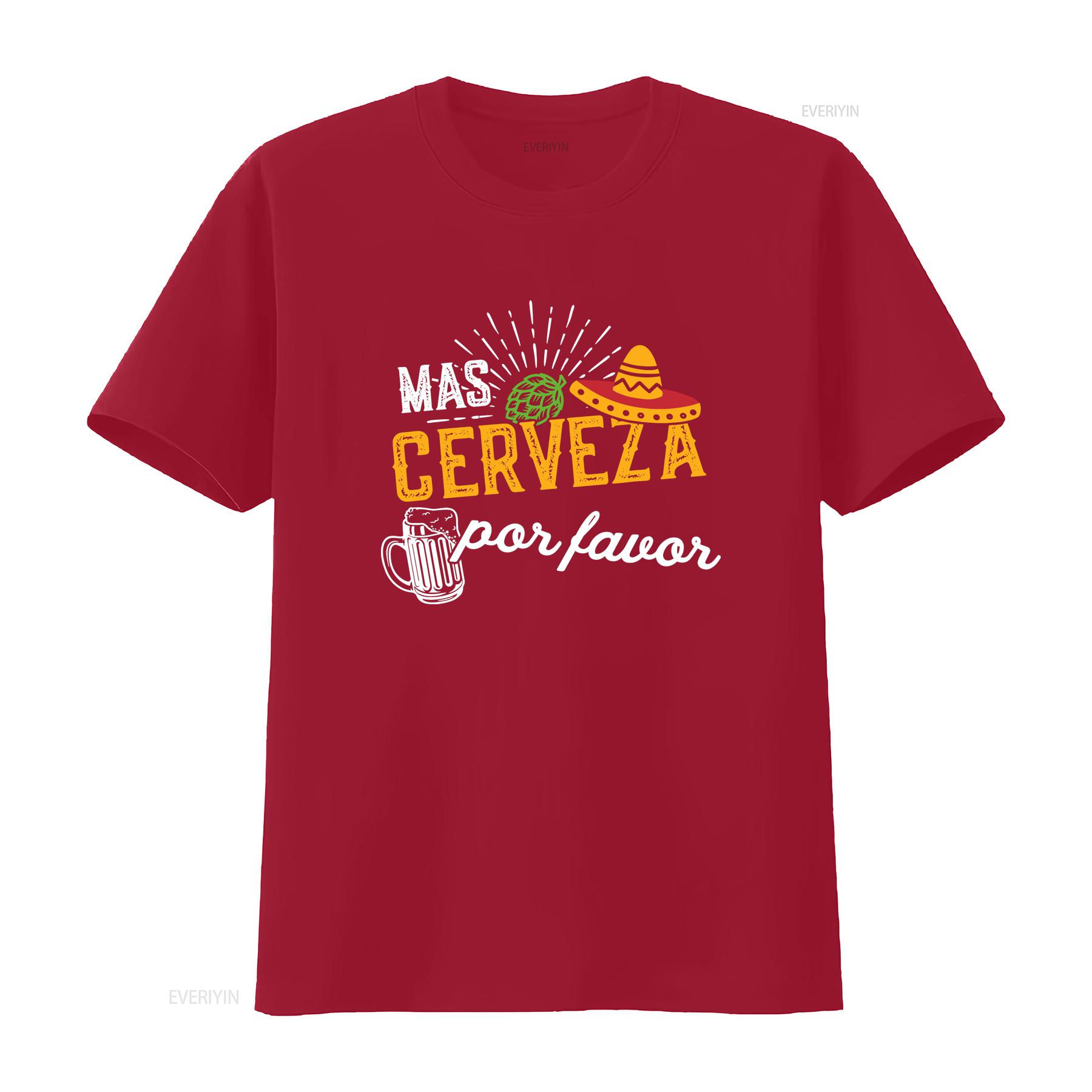 

Mas Cerveza Por Favor Men Women Funny Cinco de Mayo T Shirt vintage Washed designer clothes fashion Casual homme Stretched S
