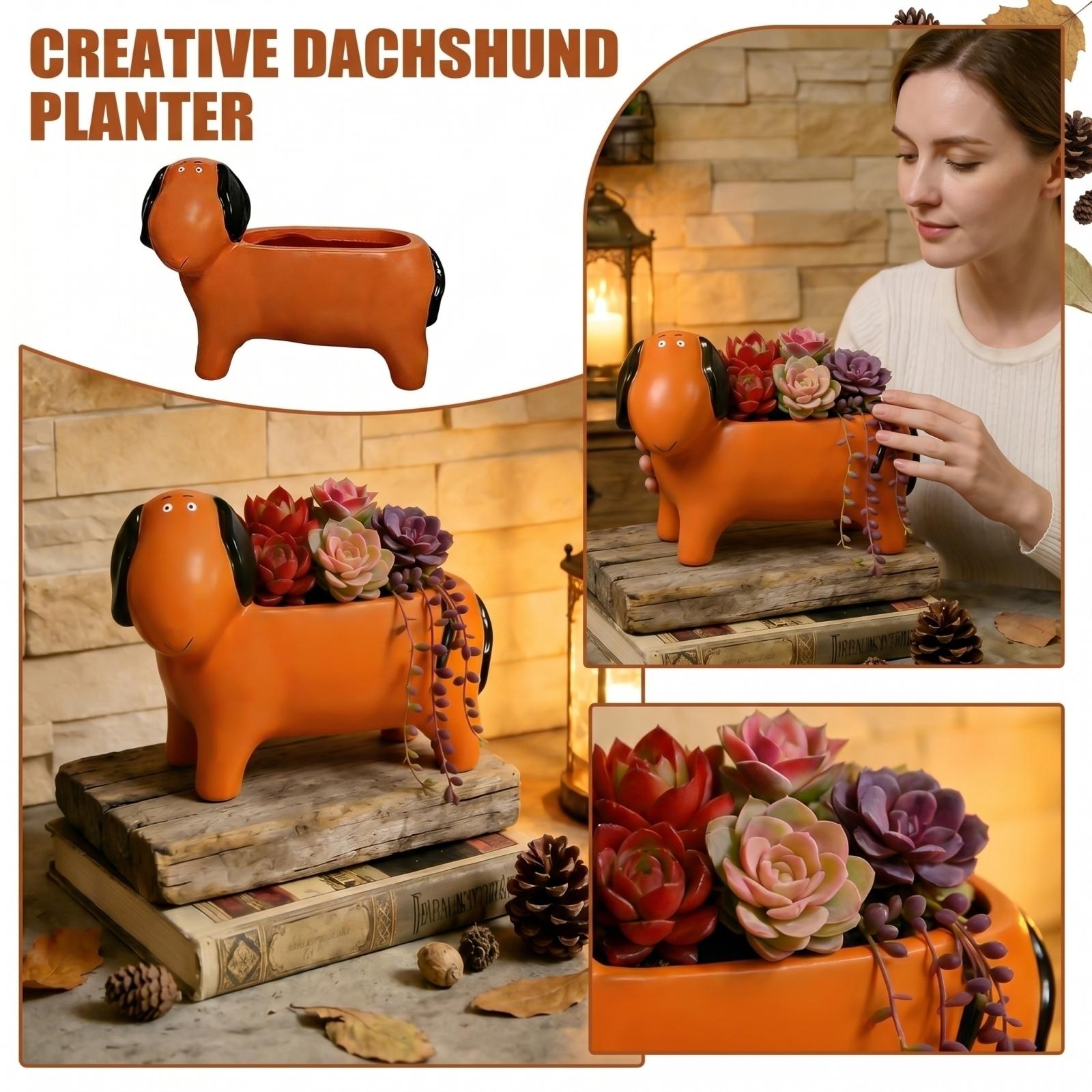 

Creative Dog Shaped Succulent Planter Pot Indoor Desktop Decorative Flowerpot for Home Office Tabletop Unique Design one size коричневый