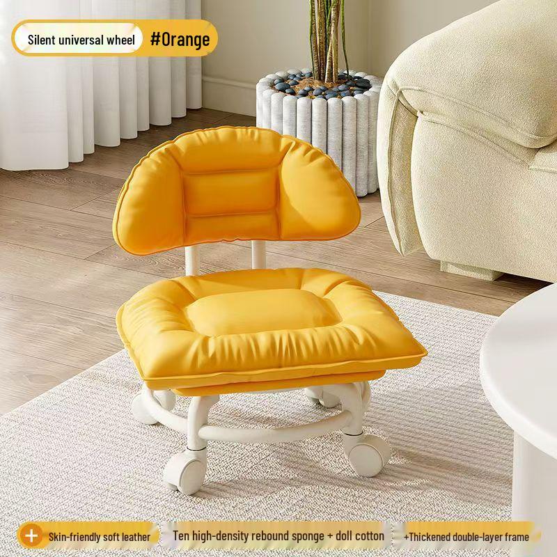 Soft Upholstered Baby Walking Stool with Silent Universal Wheels