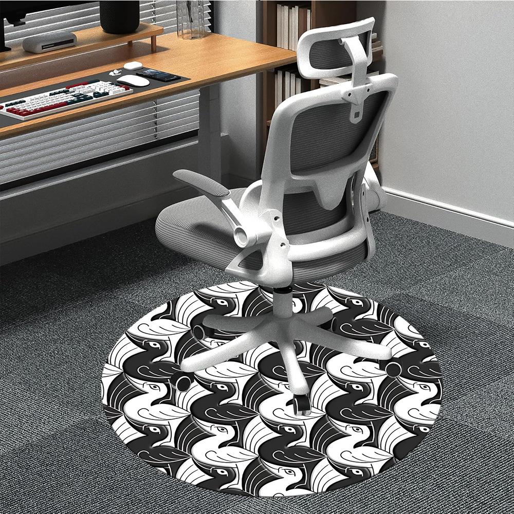 1pc Swan Pattern Office Round Area Rug, Indoor Mat Suitable For Office, Under Office Chairs Bedroom Living Room Home Decor, Room Deco