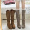 Håliga stövlar dam nya mångsidiga högklackade med inbyggd höjning mode stövlar men knähöga riddarstövlar