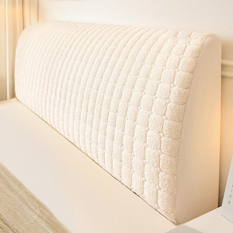 

Autumn and Winter Warm Lamb Fleece Bed Head Cover One Pull Anti Slip All Inclusive Thick Bedhead Protective Cover Solid Color 120cm(Height60-85cm) кремовый
