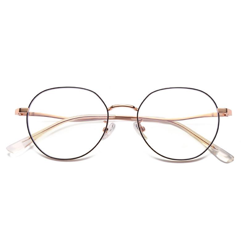 Diopter 0 -0.5 -0.75 Up To -6.0 Alloy Metal Female Male Blue Light Blocking Polygon With Prescription Spectacles Myopia Photochromic Eyeglasses