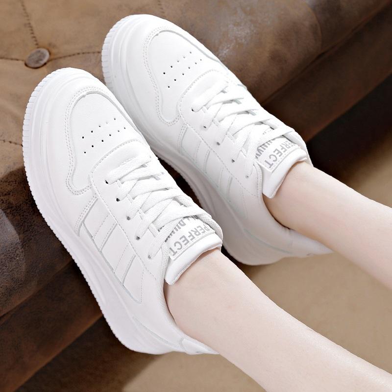 Women White Chunky Platform Sneakers Casual Athletic Skate Shoes