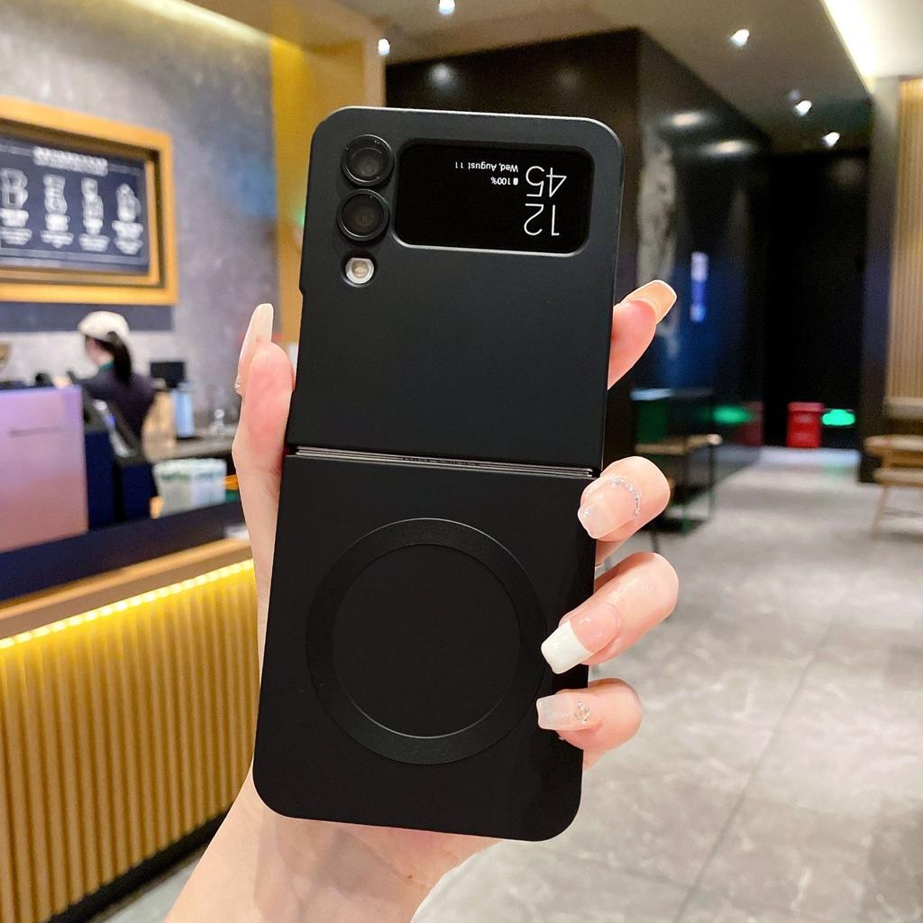 Lämpligt för Samsung Z Flip5 Vikbar Flytande Metallfärg Magnetiskt Zflip3 4 Silikon Mobiltelefonfodral Enkelt