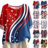Damen Modisches Und Lässiges Shirt Halbarm Rundhals Print Baumwolle Und Leinen Bluse Top