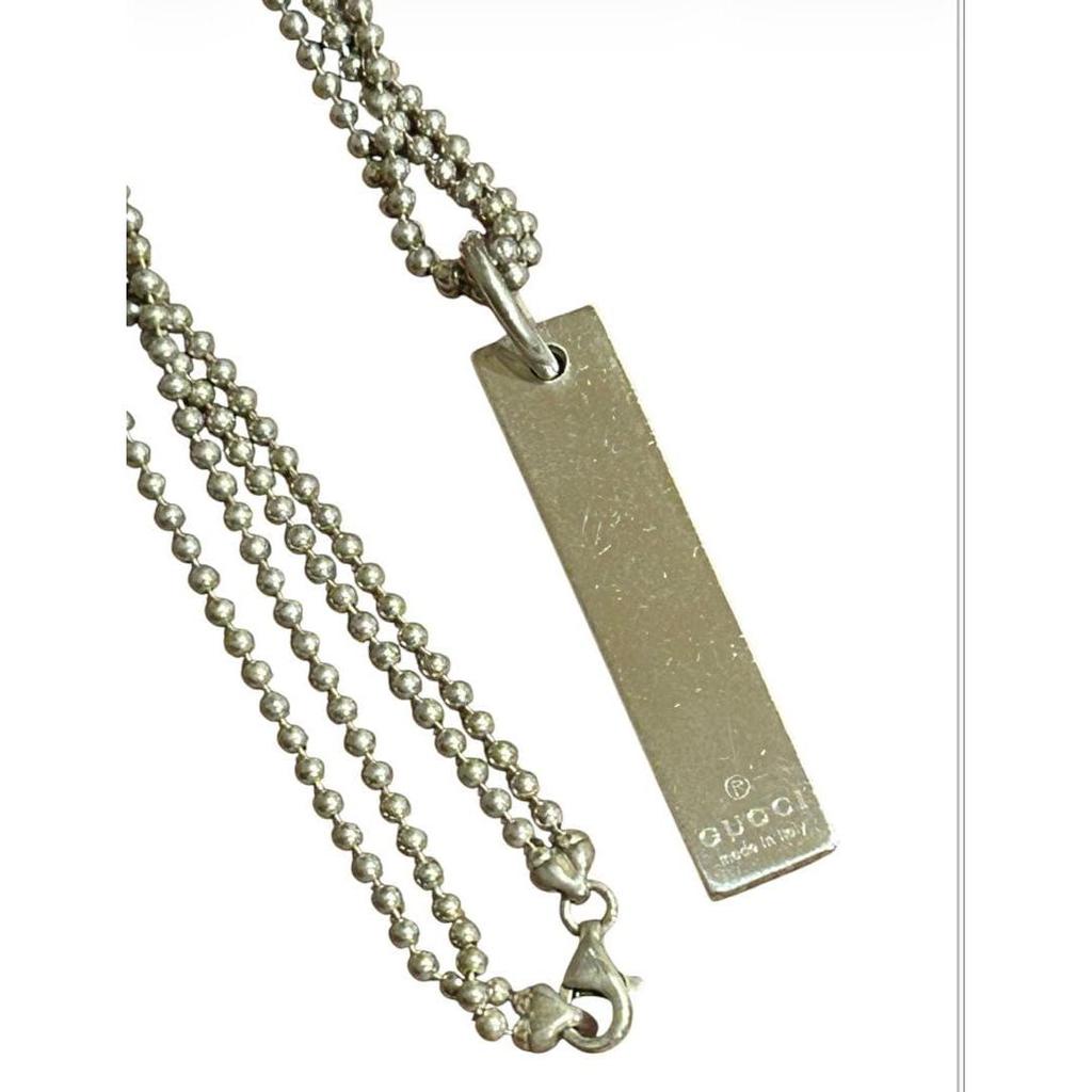 Used GUCCI Gucci Plate Necklace Silver 2 Ball Chain Vintage