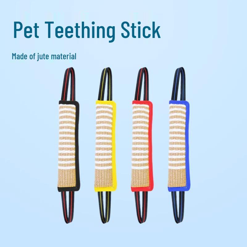

Jute Dog Tug Toy: Teeth Grinding, Training, Fetch Stick Red Edge