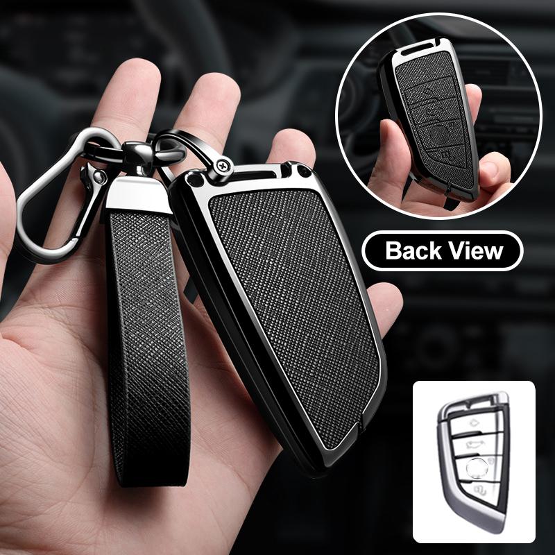 Zinc Alloy Leather Car Key Fob Case For Bmw X1 X3 X4 X5 X6 X7 1 3 5 6 7 Series G20 G30 F39 520 525 G11 F15 F16 G01 G02 F48