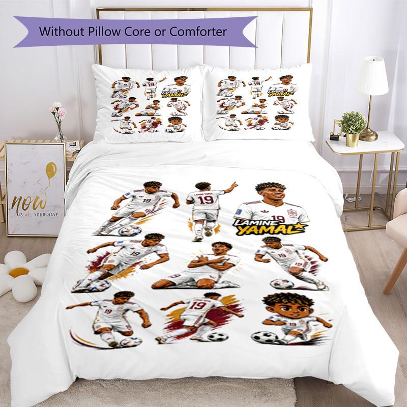 Lamine Yamal Soccer Star Number Bedding Set,Soft Bed Linen for Bedroom Home Decoration,Perfect Gift for Football Fans,Breathable Duvet Cover with Pill