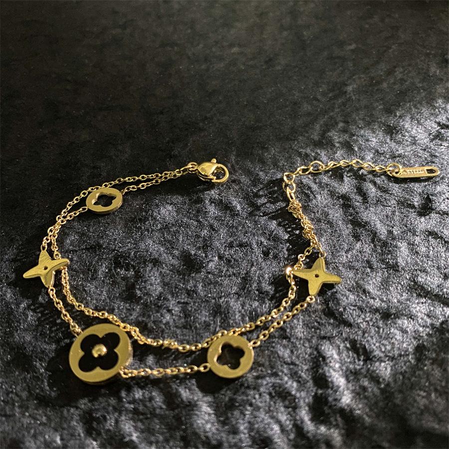 Four-leaf Clover Bracelet Titanium Steel Fashionable Roman Numeral Butterfly Bracelet