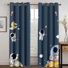 Kids Space Curtains Galaxy Rocket Astronaut Starry Art Printed for Boys Bedroom Playroom Nursery Decor