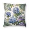Garden Hydrangea Flowers Spring Pillowcase Polyester Linen Velvet Printed Zip Decorative Sofa Seater Cushion Cover