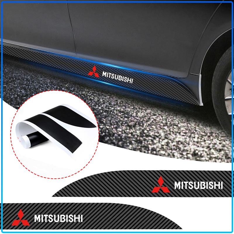 2Pcs Carbon Car Door Side Skirt Sill Stripe Sticker Anti-scratch Refit sticker For Mitsubishi Lancer Lancer ASX Outlander 2 3 Pajero exzos Pajero 4