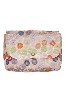 Brocade Pouch for Goshuincho Stamp Holds Made In Japan Light Nishijin-ori (Temple Books), Two, 22x14x4cm, (Chrysanthemum Design, Pink)