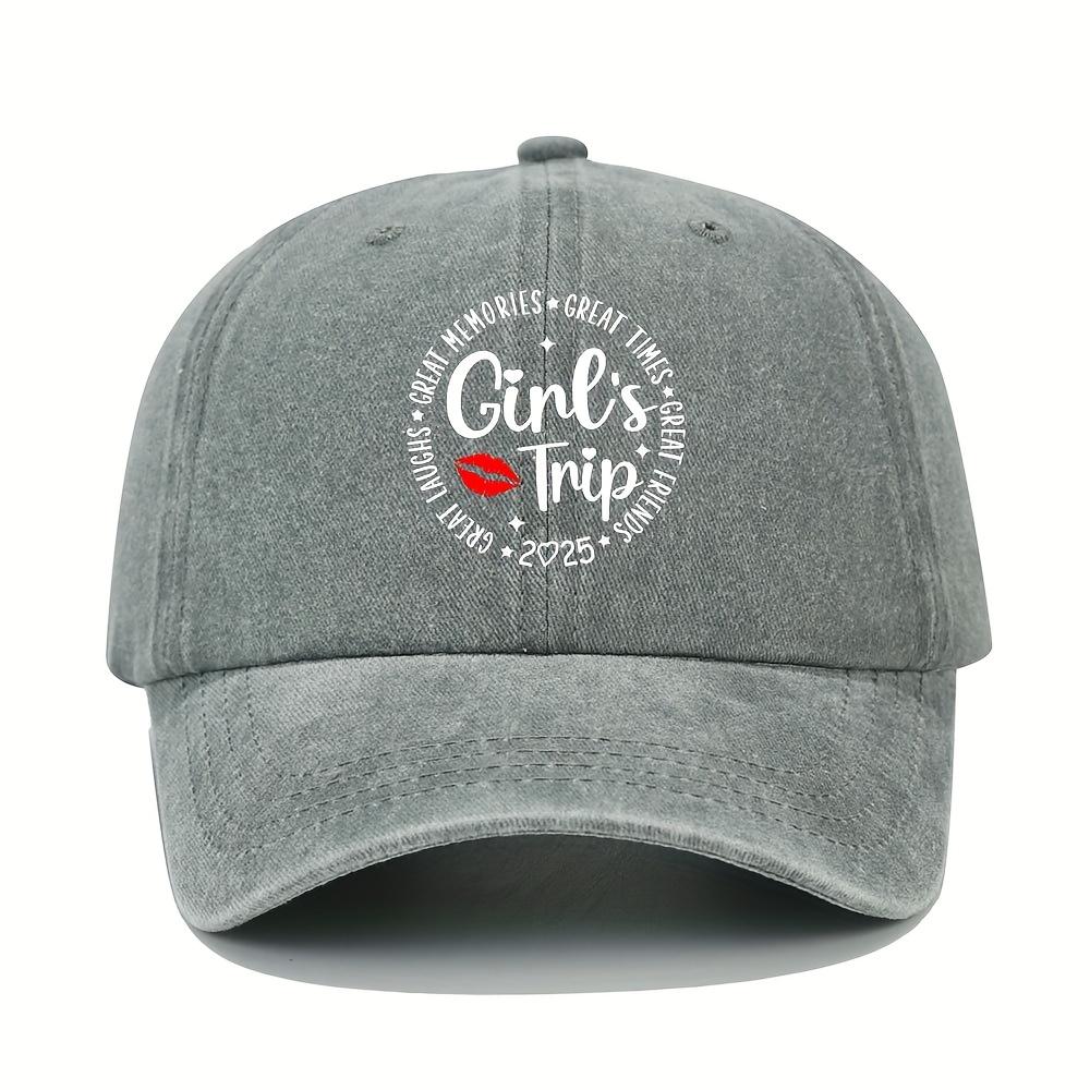 S Trip Röd Läppavtryck Justerbar Snapback Basebollkeps för Kvinnor Lätt Tvättad Bomull Böjd Skärm Dad Hat