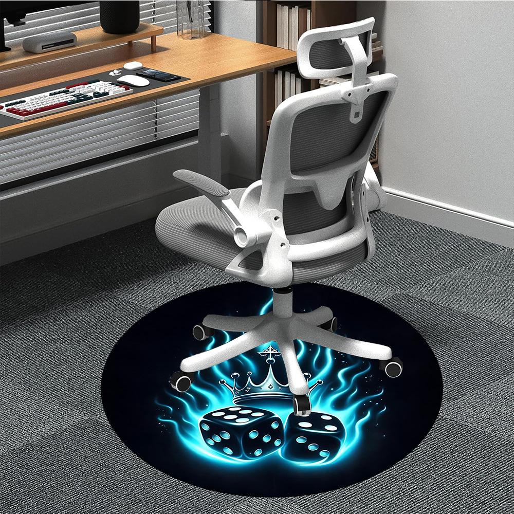 

1pc Dice Crown Office Round Area Rug, Indoor Mat Suitable ForOffice, Under Office Chairs Bedroom Living Room Home Decor T164 80cm by 80cm