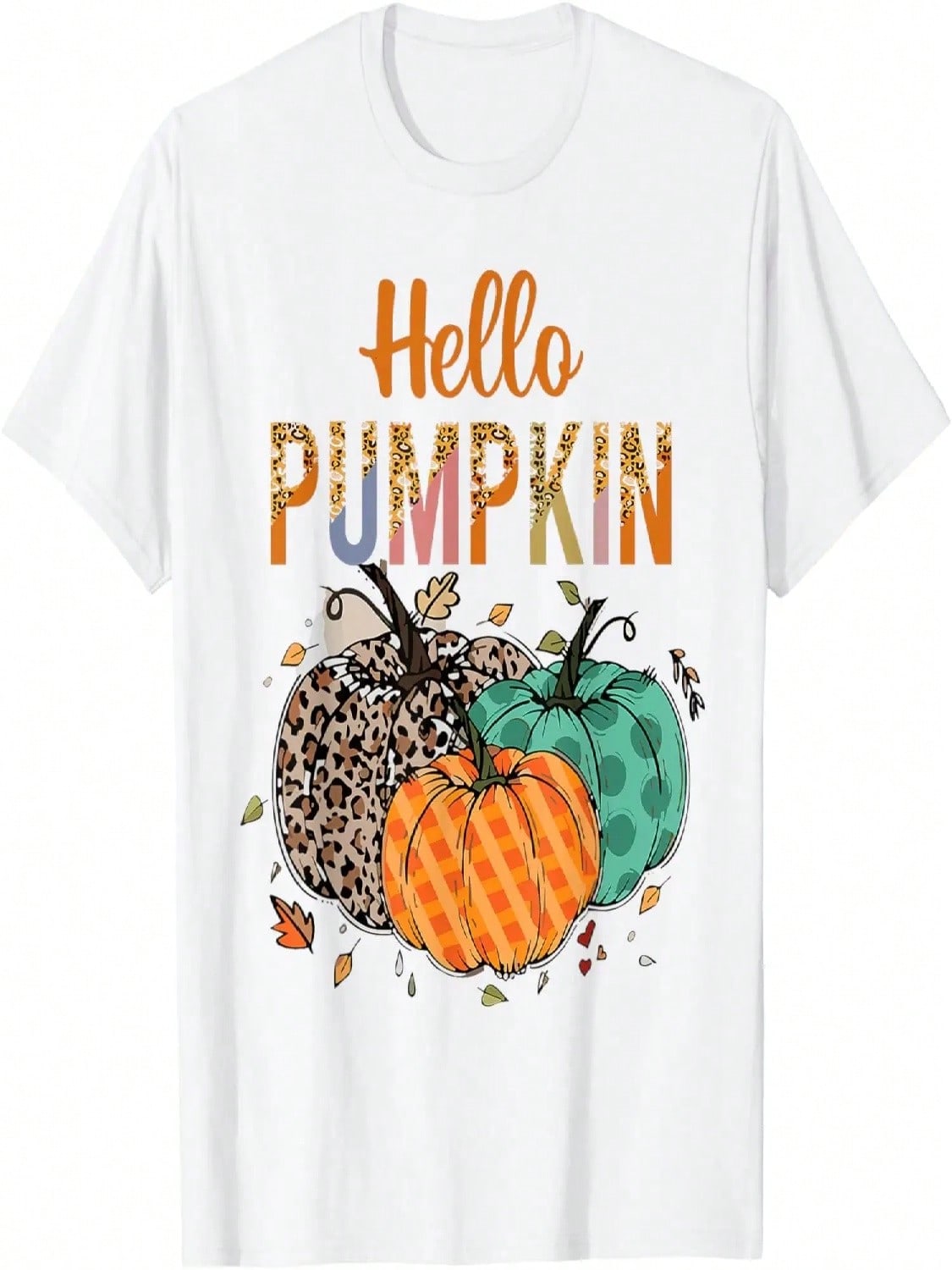 Hello Pumpkin Leopard Print For Fall Thanksgiving T-Shirt S разноцветный
