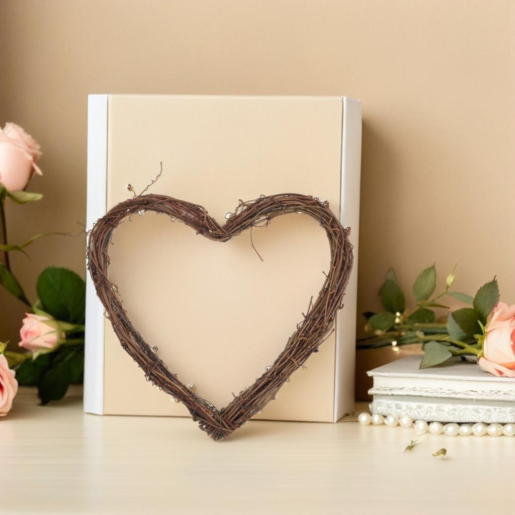 5Pcs Heart Shape Wedding Flower Wreath Rattan Vine DIY Grapevine Wreath Ring Front Door Hanging Rustic Decor Valentine Party