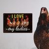 2D Flat, 1pc Vintage Chicken Metal Tin Sign "I Love My Ladies" - Farmhouse Chicken Coop Wall Art with Hens, Rustic Poultry Decor