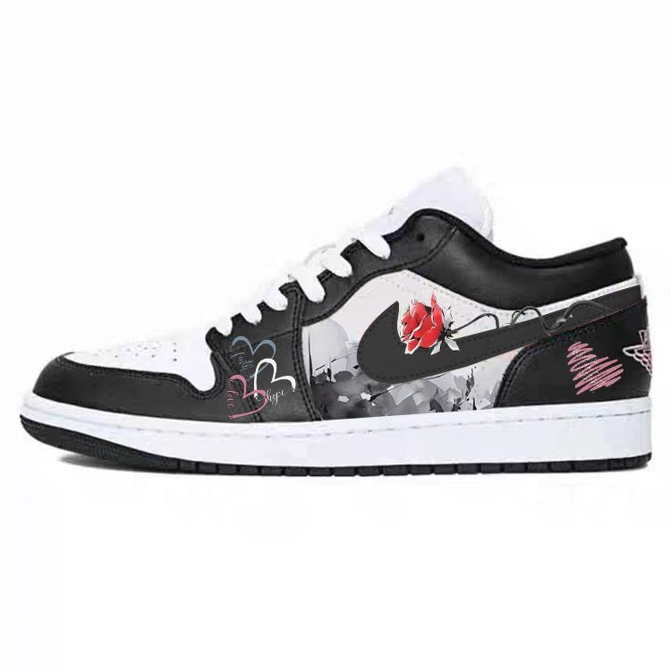 

Jordan Air Jordan 1 Vintage Basketball Shoes Unisex Low top Black/Pink 553558-165(Team56-) 44.5