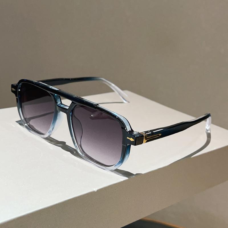 

KAMMPT Vintage Square Sunglasses Men New in Fashion Candy Color Rim Outdoor Decor Shades Women Trendy Double Bridge Sun Glasses as picture shows