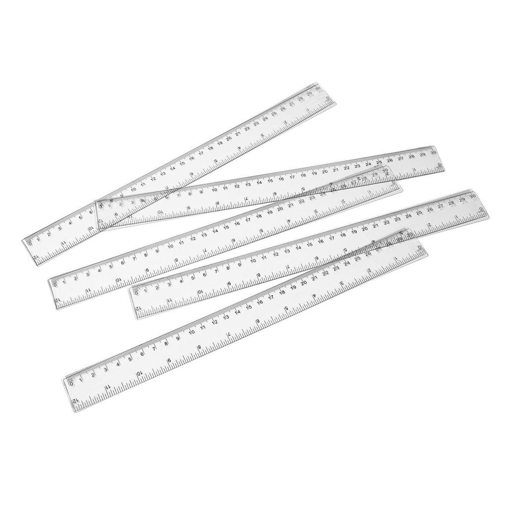 Règle en plastique transparente de 30 cm, largeur 3,0 cm, outil de dessin droit pour étudiants, en sachet Opp