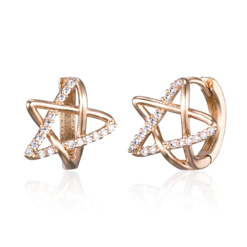 CRANNE 14K GF Star One-Touch Earrings C24EGF204