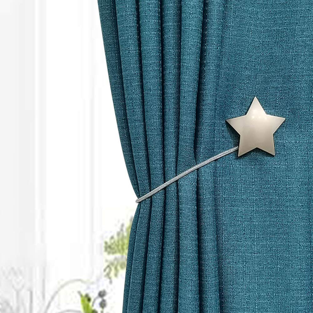 Sitengle Curtain Tassel Magnet Star Curtain Accessories Strong Magnet Curtain Clasp Curtain Clasp Present Popular 4 (Silver, Pieces)