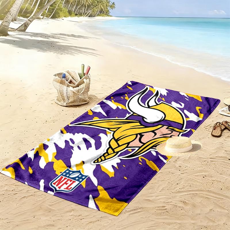 Minnesota Vikings Print Beach Towel, Large Soft Quick Dry Towel for Beach Camping Swimming
