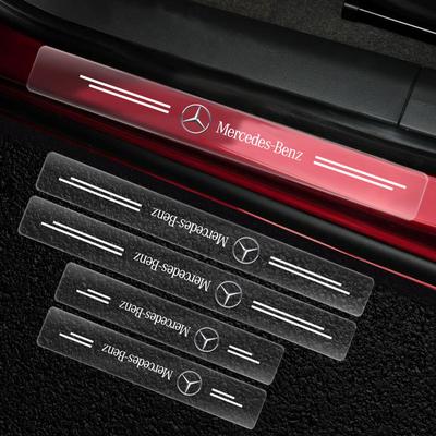 4 vnt. Automobilio slenksčio apsauga Skaidrus dekoratyvinis ženklelis 3D lipdukas AMG C500 C200 C300 B C E GLA CLA GLK GL ML GLE W204 W205 W203