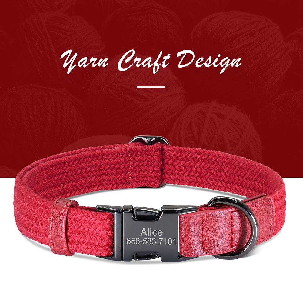 Custom Dog Collar Dog Durable Nylon Dog Collars Free Engraved Pet Name Buckle Necklace Adjustable for Small Medium Large Dogs