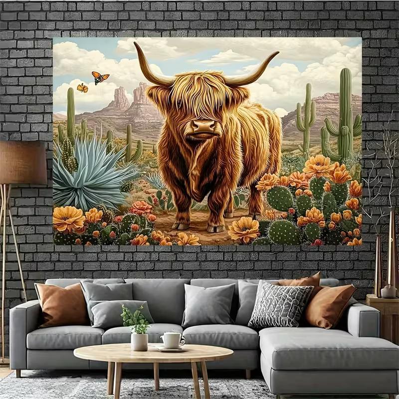 2D Flat Printing Cactus Floral Desert Backdrop for Country and Western Photoshoot