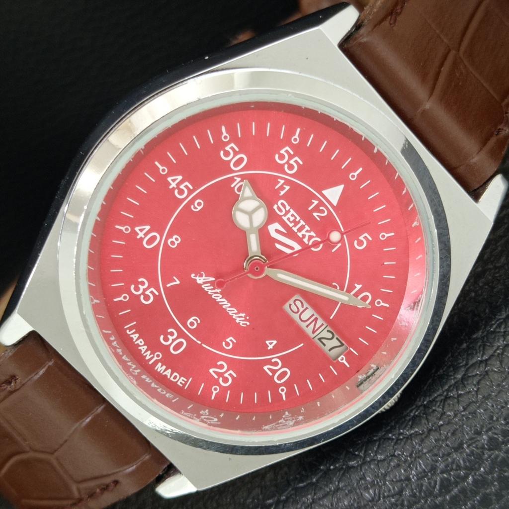 

VINTAGE REFURBISHED SEIKO 5 AUTOMATIC 6309A JAPAN MENS RED DIAL WATCH a442221-1