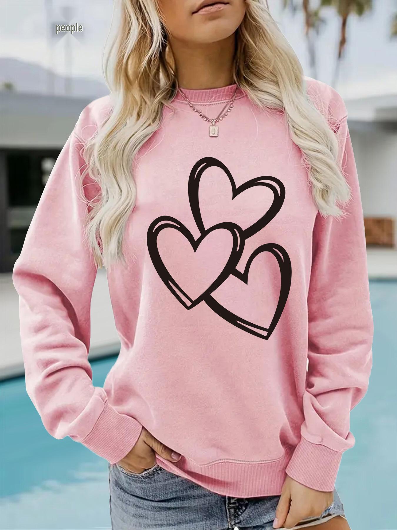 

Women s Autumn/Winter Long-Sleeve Valentine s Day Pullover Sweatshirt Small розовый