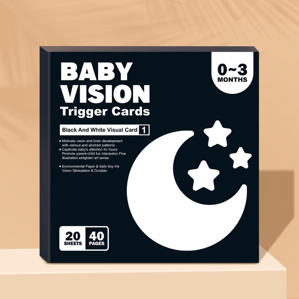 Black & White Visual Stimulation Cards for 0-36 Months: Baby Educational Flashcards for Early Development & Cognitive Training.