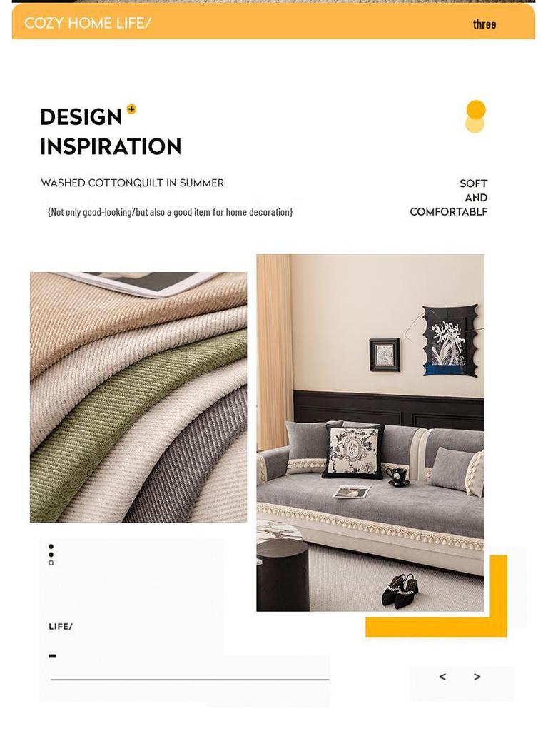 Nordic Style Chenille Sofa Cushion, Universal Non-Slip, Thickened Wear-Resistant Cover for All Seasons.