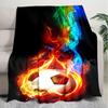1PC Soccer, basketball, colorful water and fire pattern blanket, all season lightweight home office outdoor nap multifunctional blanket