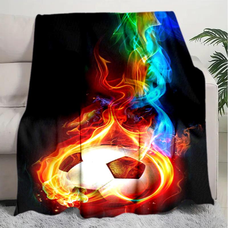 1PC Soccer, basketball, colorful water and fire pattern blanket, all season lightweight home office outdoor nap multifunctional blanket