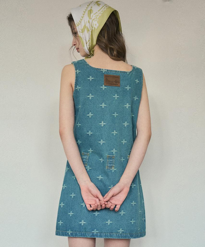 Aueonoseuteljia Vintage Flower Denim Dress_Vintage Denim(Oc25-Ops01)